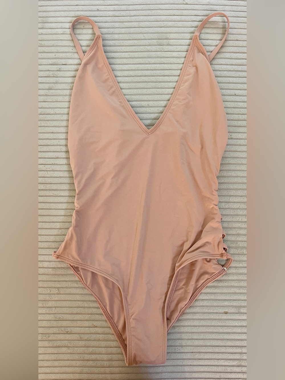 Dippin’ Daisy’s One Piece Swimsuit Bathing Suit Side Cut Outs Salmon Coral Pink
